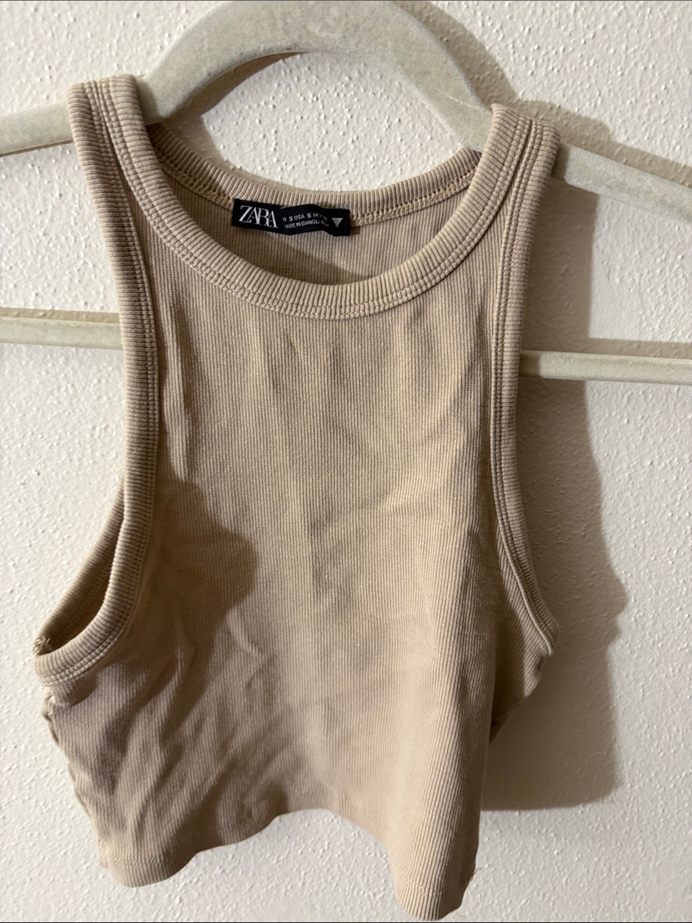 Zara Ribbed Tank Top in Beige